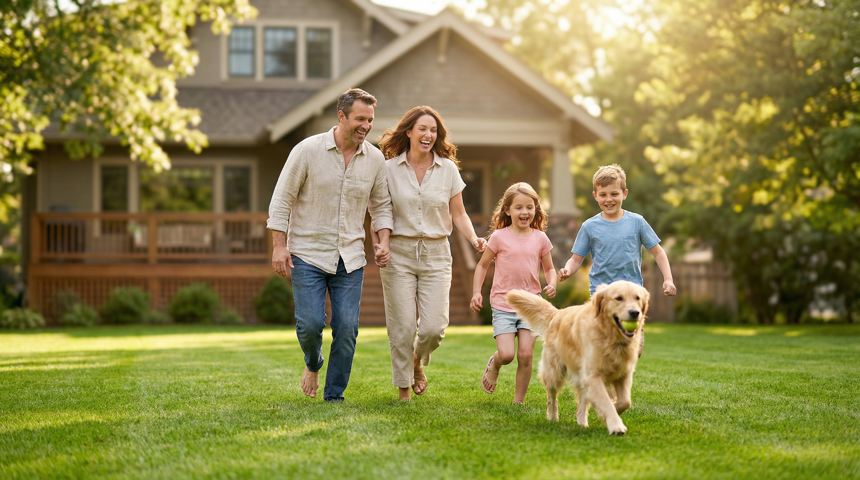 Happy family in backyard